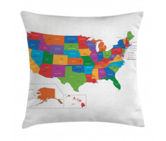 USA Map with States Pillow Cover