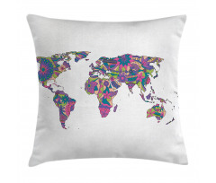 World Map with Flowers Pillow Cover