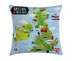 Maps of Britain Ireland Pillow Cover