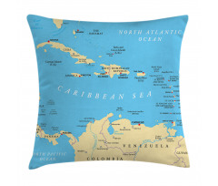 Caribbean Capitals Map Pillow Cover
