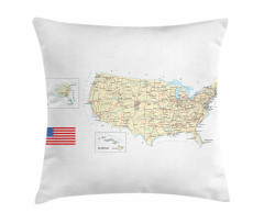 USA Detailed Country Map Pillow Cover