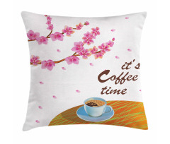 Cherry Blossom and Cup Pillow Cover