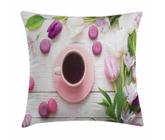 Cup Macaroon and Tulips Pillow Cover