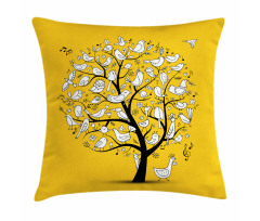 Doodle Birds Branches Pillow Cover