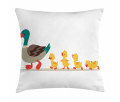 Mother Duck Babies Row Pillow Cover