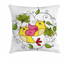 Love Avian Floral Art Pillow Cover