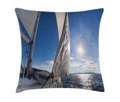 Sailing Boat in Sea Pillow Cover