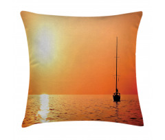 Lonely Yacht at Sunset Pillow Cover