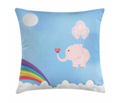 Elephant Rainbow Sky Pillow Cover