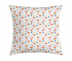 Animal Head and Colorful Flower Pillow Cover