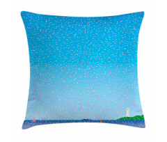 Floral Rain on Sea Pillow Cover