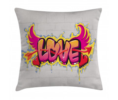 Love Words on Brick Pillow Cover