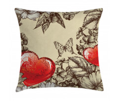 Flowers and Butterfly Pillow Cover