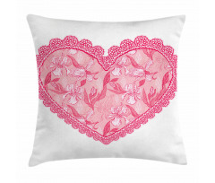 Lace Heart with Flora Pillow Cover