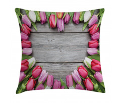 Frame of Fresh Tulips Pillow Cover