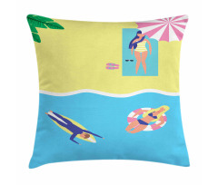 Summer Holiday People Pillow Cover