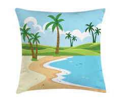 Coast with Grass Palm Pillow Cover