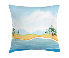 Ocean Palms Panorama Pillow Cover