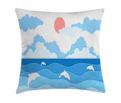 Seascape Art Dolphins Pillow Cover