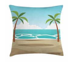 Ocean and Palm Trees Pillow Cover