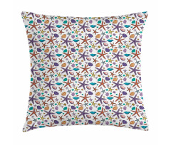 Seashells Starfishes Art Pillow Cover