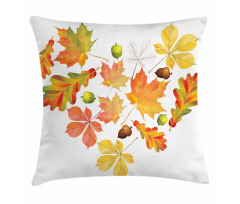 Leaves Acorns Heart Pillow Cover