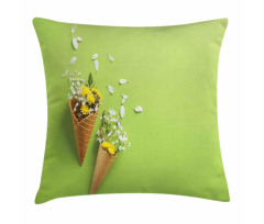 Flowers in Cones Pillow Cover