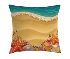 Seashell on Shore Cartoon Pillow Cover