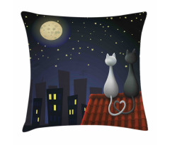 Cats on the Roof Valentines Pillow Cover
