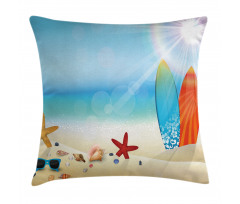 Sand Beach Surfboard Pillow Cover