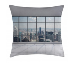 Big Window Downtown View Pillow Cover