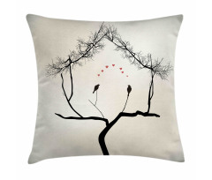 Love Birds Branch Pillow Cover