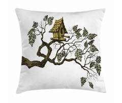 Bird Home and Branch Pillow Cover