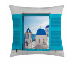 Greece Oia Building Pillow Cover