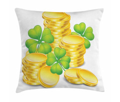Coins and 4 Leaf Shamrock Pillow Cover