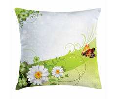 Springtime Butterfly Daisy Pillow Cover