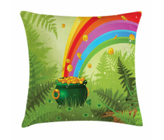 Pot of Coins and Rainbow Pillow Cover