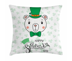 Bear with Leprechaun Hat Bow Pillow Cover