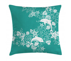 Dolphins and Flowers Pillow Cover