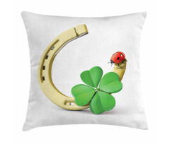 Horseshoe Ladybug Shamrock Pillow Cover