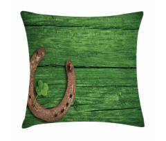 Rusty Horseshoe Shamrock Pillow Cover