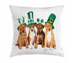 Puppies with Irish Hat Pillow Cover