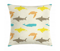 Whale Shark and Turtle Pillow Cover