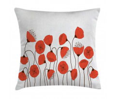 Summer Poppy Flowers Pillow Cover