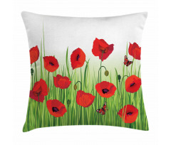 Butterfly Floral Design Pillow Cover