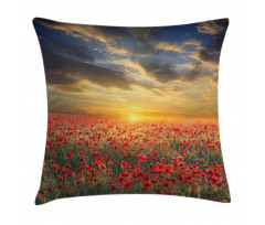 Scenic Field Sunset Sky Pillow Cover