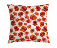Poppies Garden Floral Pillow Cover