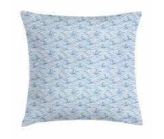 Sea Waves Sailboat Sketch Pillow Cover