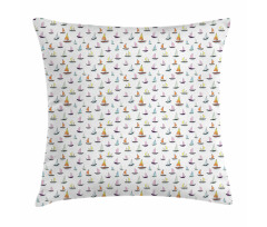 Colorful Sailboat Doodle Pillow Cover