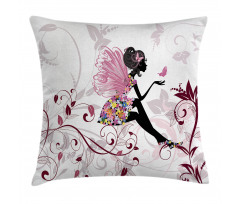 Flower Fairy Butterflies Pillow Cover
